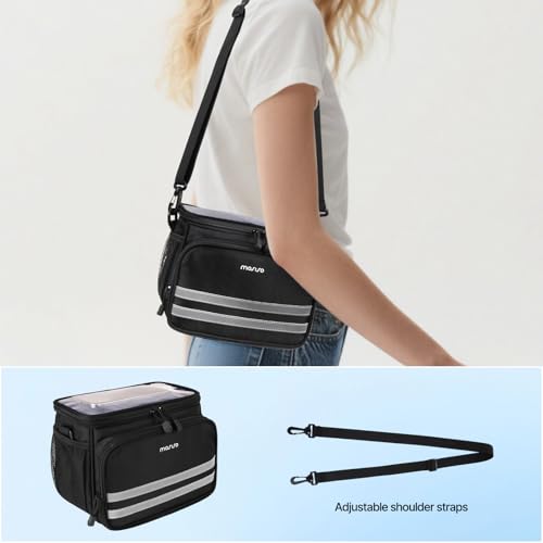 MOSISO Bike Handlebar Bag, Waterproof Handbag Phone Bag with Detachable Shoulder Strap&Rain Cover, Cycling Accessories Tools Pouch Screen Tube Bicycle Bags for Road Mountain Cycling, Black