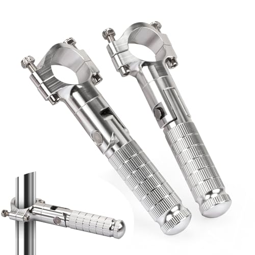 XINGWU XINGWU 1.25" Foldable Motorcycle Highway Foot Pegs Universal for 32mm Crash Bars CNC Anti-Slip Foot Rest Pedals for Harley Touring Honda Yamaha Suzuki Motorbike Electric Dirt Pit Bike(Silver) - color: Silver