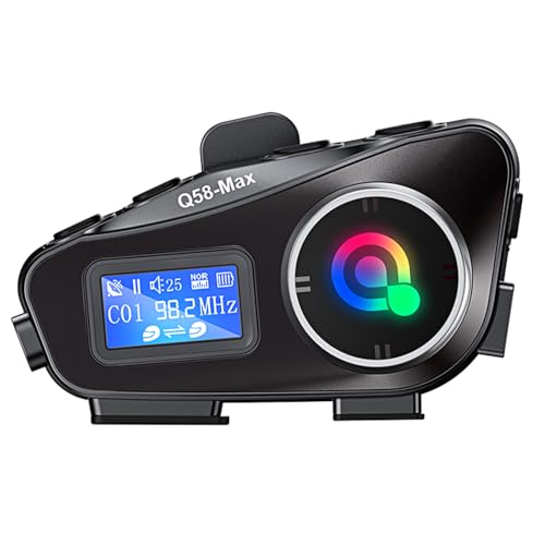 Motorcycle Bluetooth Headset with 500M Intercom, Dual BT5.3 Chip, IPX6 Waterproof, AI Voice Control, LCD Display, 300H Standby, 25H Talk Time, Compatible with Android/iOS Helmet Comm System
