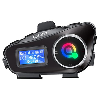 Motorcycle Bluetooth Headset with 500M Intercom, Dual BT5.3 Chip, IPX6 Waterproof, AI Voice Control, LCD Display, 300H Standby, 25H Talk Time, Compatible with Android/iOS Helmet Comm System