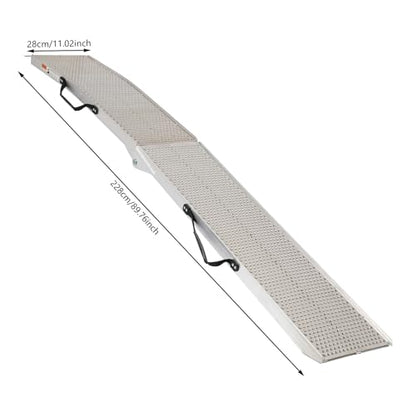 Folding Aluminum Ramp, Portable Ramp, 11" Loading Ramps for Motorcycle, 749.57 Lbs Each Load Capacity for Bike Ramps, ATVs, E-Scooter, Indoor Storage, 2PC (89.76 * 11.02in)