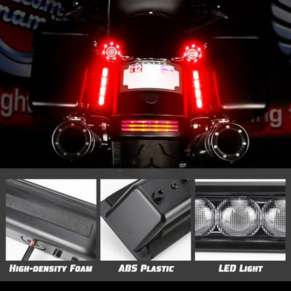 Motorcycle Rear Saddlebag Accent LED Light Insert Filler Support Compatible with Harley Touring Road King Ultra Limited Street Road Electra Glide 2014-2024 (Black) - color: Black