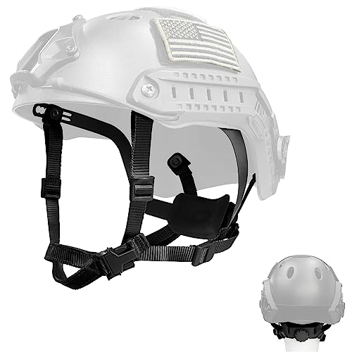 Tactical Helmet Chin Strap Adjustable Dial 4 Points Suspension System with Bolts and Screws for Tactical Fast MICH Bump Helmet Accessory - color: Style 2-Black