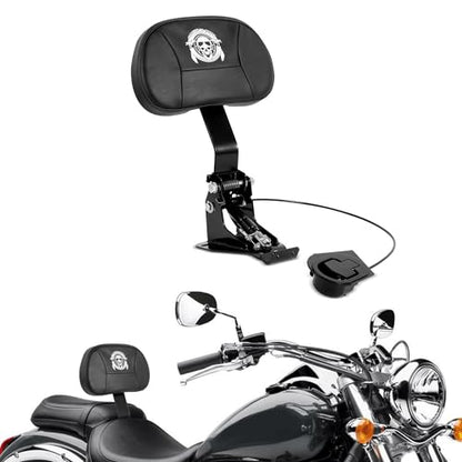 INNOGLOW Motorcycle Backrest - Detachable Adjustable Driver Rider Backrest Black Back Rest Pad Fit for Harley Davidson Touring Street Glide Electra Glide Road Glide Road King CVO 2009-2026 - color: Style-2/Black Arm(with skull printed)