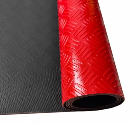 Non-Slip Rubber Mat Roll 2-5ft Wide for Indoor/Outdoor Use - Ideal for Gym, Parking, Kitchen, Trimmable, Easy to Clean, Durable with Raised Dots for Maximum Safety - color: Red, size: 1.2x1.2 m (3.9x3.9 ft)