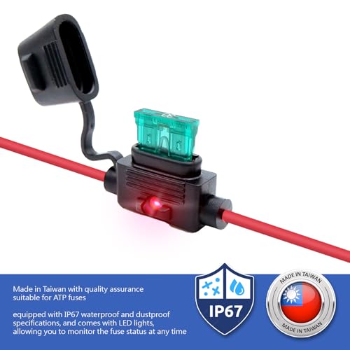 2 Pack wasserdichte Teile, entsprechen dem IP67-Standard, ATO/ATC Standard Flachsicherungshalter mit LED, 12 AWG für Auto und Marine - style: LED ATO/ATC