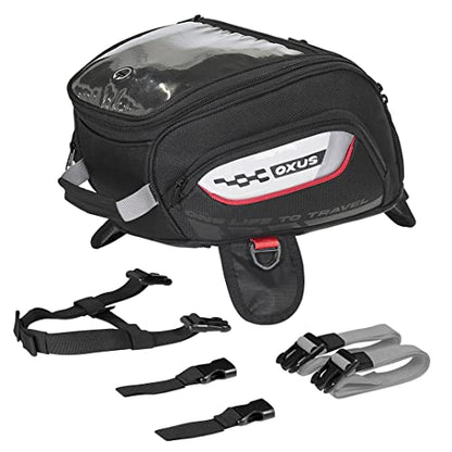 ViaTerra OXUS MOTORCYCLE TANK BAG (STRAP BASED) |13L Capacity | Converts to Backpack, Scratch-Free Base, EBC Net, External Rain Cover | Universal Fit for Touring & Adventure Riding