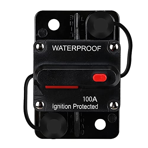 Generic 100 Amp Waterproof Circuit Breaker,with Manual Reset,12V-48V DC,30A-300A,for Car Marine Trolling Motors Boat ATV Manual Power Protect Audio System Current Overload Protection - color: WE100A
