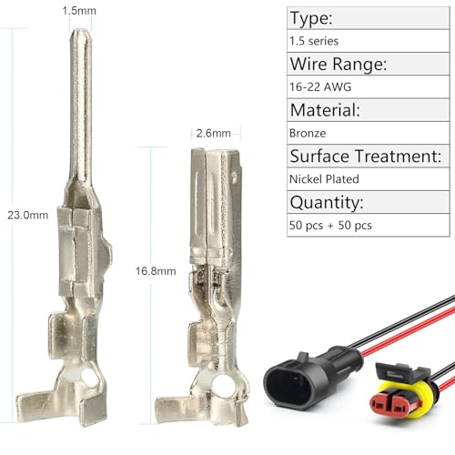 440Pcs Automotive Electrical Pin Connectors Kit 1.5/1.8/2.5/2.8mm Pin Terminals Wire Connector Pins Wiring Harness Pin Kit Crimp Terminal Pins for 22-12 Gauge Plug - color: 440pcs Pin Terminals