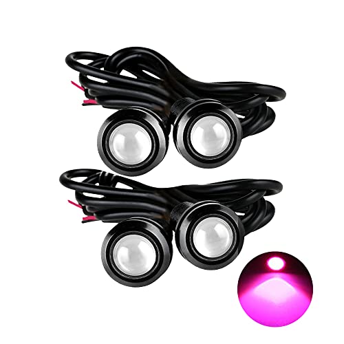 Eagle Eye LED Lights, DIY Ultra Thin 18mm Indicator Marker Light Daytime Running Lights DRL Tail Lights Fog Light Backup Light for Car Motor Motorcycle Truck Boat (BK Shell-Pink,4PCS) - color: BK Shell-Pink, size: 4PCS