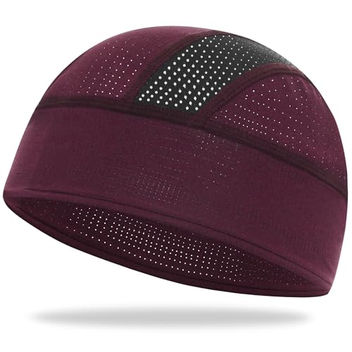 Cooling Skull Cap Helmet Liner-Lightweigh Mesh Sweat Wicking Beanie Caps for Hard Hat,Motorcycle,Cycling,Running - color: 1-wine Red