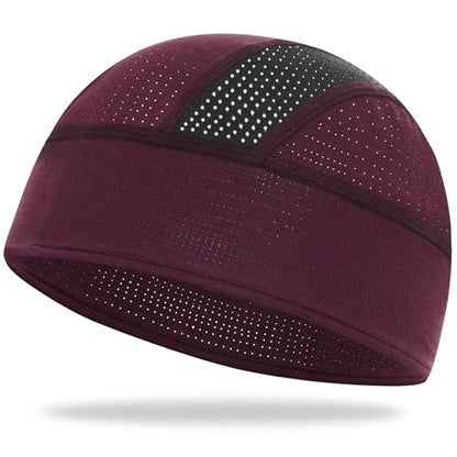 Cooling Skull Cap Helmet Liner-Lightweigh Mesh Sweat Wicking Beanie Caps for Hard Hat,Motorcycle,Cycling,Running - color: 1-wine Red