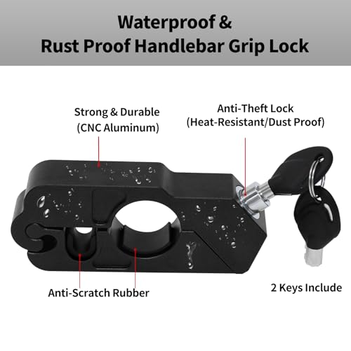 CHIFUN Universal Motorcycle Handlebar Lock CNC Aluminum Handle Bar Grip Throttle Brake Anti-Theft Lock Compatible with ATV Motorbike Scooter Dirt Bike(Red) - color: Red