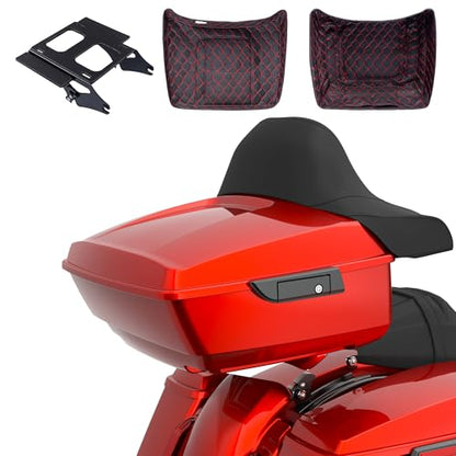 Advanblack King Tour Trunk Pack Vehicle Bag Compatible with Harley Touring CVO Road Glide, Street Glide, 2023.5 2024 2025 Detachable Mounting Rack, Backrest & Trunk Liners (Whiskey Fire) - color: Whiskey Fire