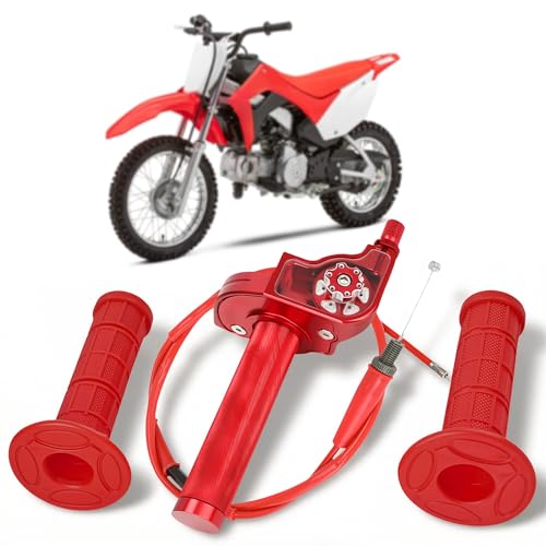 Motorcycle Twist Throttle 7/8" 22mm with Handle Grip Throttle Cable CNC Assembly Universal for CRF 110 CRF 50 125 250 XR 70 SSR 125 110 50 Dirt Pit Bike Mini Bike Red - color: red
