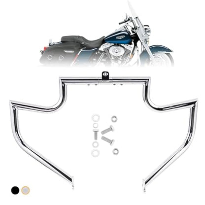 Kinglemc Crash Bar Engine Guard Highway Bar for Harley Davidson Touring Road King Street Glide Electra Glide CVO and Trike Models 97-08 (Silver) - color: Chrome-B