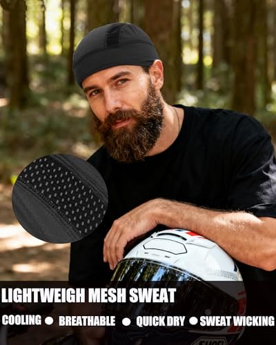 Cooling Skull Cap Helmet Liner-Lightweigh Mesh Sweat Wicking Beanie Caps for Hard Hat,Motorcycle,Cycling,Running - color: 2-black+light Purple