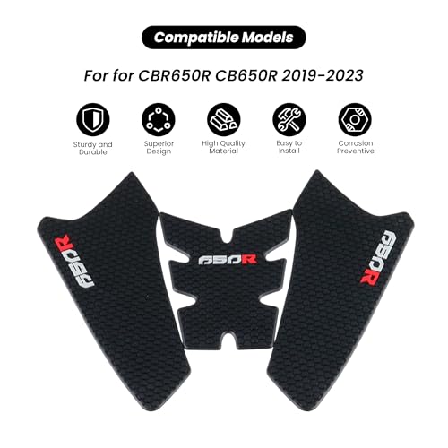 ONE.K.S Motorcycle Tank Grip Stickers Traction Rubber Side Pad Gas Fuel Knee Grip Decal Protector Sticker Anti Slip Real Carbon Look Fit for CBR650R CB650R 2019-2023