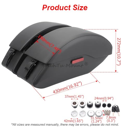 Motorcycle Quick Release Semi-Rigid Saddlebags W/Reflectors & Mounting Spools Fits for Indian Scout Sixty ABS, Scout ABS, Scout Sixty,Pair,Black