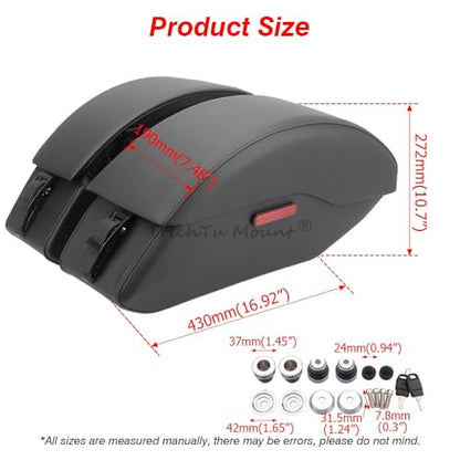 Motorcycle Quick Release Semi-Rigid Saddlebags W/Reflectors & Mounting Spools Fits for Indian Scout Sixty ABS, Scout ABS, Scout Sixty,Pair,Black