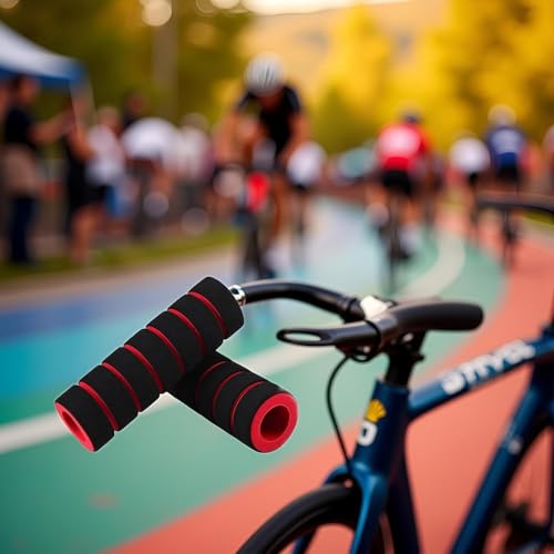 Red Non-Slip Foam Handlebar Grips for Bicycle and Motorcycle ?Soft, Durable Sponge Grip Covers for Cycling, Road Racing, Brake Lever Protection ?Comfortable Handlebar Tapes