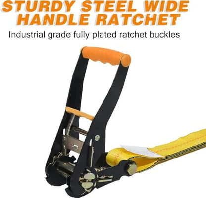 Heavy Duty Adjustable Car Tie Down Kit with Snap Hooks -Break Strength 10,000 lbs-Working Load 3333 lbs-2 Inch x 114 Inch - 4 Pack Axle Tie Down Straps (Yellow) - color: Classic Yellow