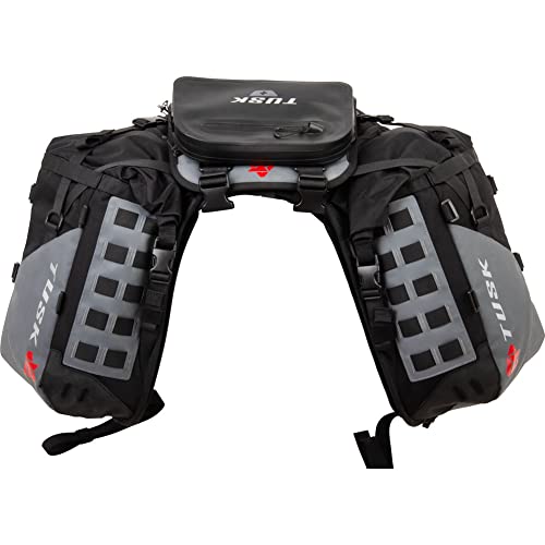 TUSK Highland X2 Rackless Luggage System w/Medium Dry Duffel Tail Bag Standard Heat Shield Black/Grey - color: Black/Grey, size: Medium Dry Duffel/Tail Bag, style: Standard Heat Shield