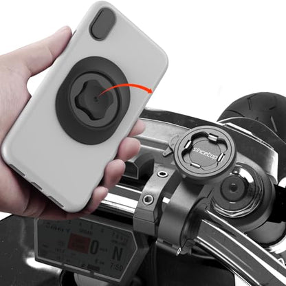 sincetop Bike Phone Mount,Motorcycle Phone Holder with Universal Adapter,Out Front Bicycle Handlebar Mount for Mountain Road EBike,Scooter,Moto,MTB,Quick Release Attach/Detach【Series C - 2nd Gen】 - color: 【2nd Gen】Handlebar Mount-Black