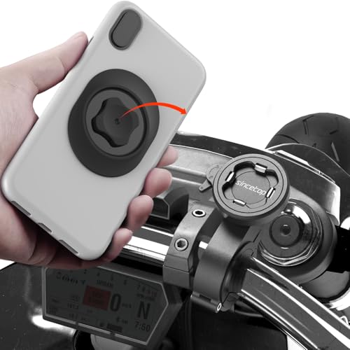 sincetop Bike Phone Mount,Motorcycle Phone Holder with Universal Adapter,Out Front Bicycle Handlebar Mount for Mountain Road EBike,Scooter,Moto,MTB,Quick Release Attach/Detach【Series C - 2nd Gen】 - color: 【2nd Gen】Handlebar Mount-Black