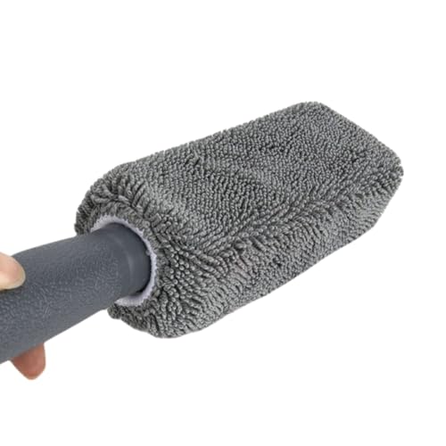 Premium Car Cleaning Tools - Wheel Tire Brush & Microfiber Twist Braided Cloth, Essential Auto Detailing Accessories for Spotless Shine (2, Green+Grey) - color: Green+Grey