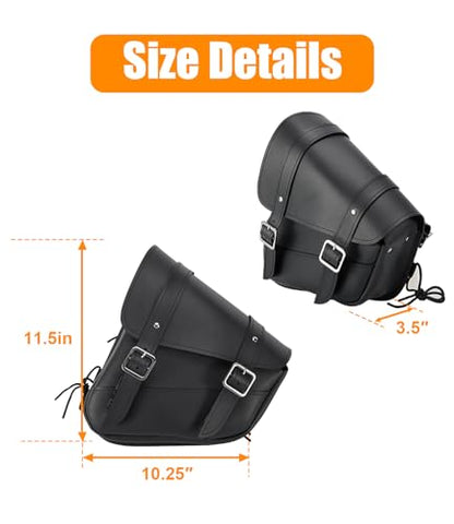 Motorcycle Saddle Bags Leather Motorcycle Solo Swing Arm Bag For Softails Sportsters Choppers Waterproof Side Bags (Black - Left Side, 11.5" x 10.25" x 3.5") - size: Left Side