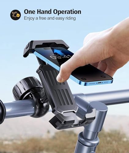 TIMESS Bike Phone Holder, Motorcycle Mount - Motorcycle Phone Holder, Handlebar Cell Phone Clamp, Scooter Phone Clip for iPhone/Samsung/Google/Huawei/Xiaomi, More 4.7" to 6.8" Smartphones
