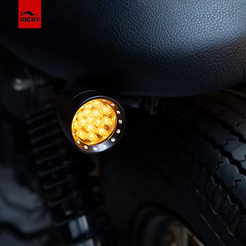 Motorcycle Turn Signals LED Bullet Front Rear Indicator Lights Universal Compatible for Harley Davidson Cruiser Iron Softail Street Bike Honda Shadow Yamaha Chopper Bobber Cafe Racer(Black/Amber-B) - color: Black/Amber-B