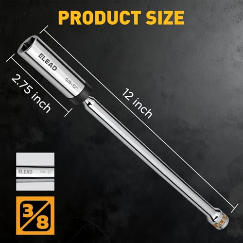 5/8" Swivel Magnetic Spark Plug Socket, 3/8" Drive x 12" Total Length, Thin Wall Spark Plug Removal Tool, 360 Degree Swivel, Enhanced Magnetic, 6-Point Design, Cr-V Steel - size: 5/8" x 12"