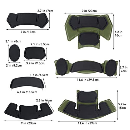 Tactical Helmet Pads - Universal Replacement Internal Memory Foam Pad Inserts for ACH, MICH, EXF Helmets - color: 2nd-Green