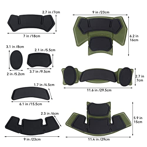 Tactical Helmet Pads - Universal Replacement Internal Memory Foam Pad Inserts for ACH, MICH, EXF Helmets - color: 2nd-Green