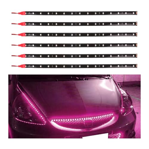 6PCS LED Strip Underbody Light, 12V 1Ft Flexible Auto Light Strip, Waterproof Car Underglow Strip, High Brightness Car Interior & Exterior Decoration Light for Car Motorcycle Truck Boat (Pink) - color: Pink