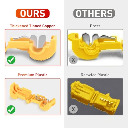 Nilight 120PCS/60 Pairs Quick Splice Disconnect Wire Terminals T-Tap Spade Wire Connectors Yellow 12-10 AWG Male Female Fully Insulated Electrical Crimp Self-Stripping Kit - size: 120Pcs 12-10AWG
