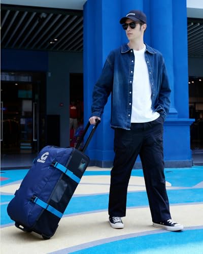 Gonex Rolling Duffle Bag with Wheels, Water-repellent 90L Nylon Large Wheeled Travel Duffel Luggage with TSA Lock & Telescopic Handle 30 inch, Dark Blue - color: Dark Blue, size: 30 inch