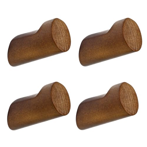 Optish Wood Wall Hooks for Hanging, 4 Pack Hat Hook for Walls, Coat Hook Wall Mount, Backpack Hooks for Walls, Bathroom Towel Hanger (Walnut) - color: Walnut