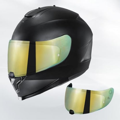 C70 Helmet Visor Replacement Face Shield Compatible with C70/ HJ20M/ FG-17/ FG-ST/IS-17 Motorcycle Helmets (Chrome Gold) - color: Chrome Gold