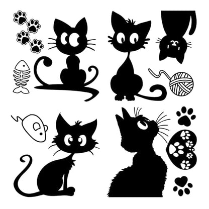 GORGECRAFT 4Pcs 4 Styles Cats Bumper Decals Black Heart Paw Print Fish Bone Mouse Wool Ball Car Sticker Waterproof Reflective Automotive Exterior Decor Stickers for SUV Truck Motorcycle Doors Walls - style: Cat Shape