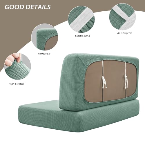 Gollense RV Dinette Cushion Covers Set of 2, Waterproof Stretch Camper Cushion Covers, Sectional Replacement RV Seat Covers for Trailer Couch, Includes 2 Backrest Cover & 2 Bench Cover (Light Green) - color: Light Green