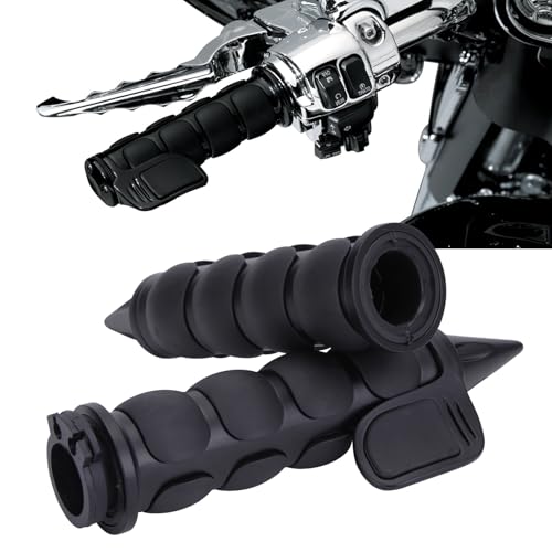 JMTBNO Motorcycle Grips 1" 25mm Handlebar Hand Grips Compatible with Harley Touring Road King Street Glide Electra Glide Road Glide Street Bobber Softail Fatboy - color: Black With Big Throttle