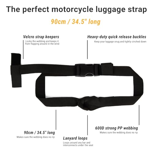 Odinsberg Ragnarök Motorcycle Cinch Straps V1-2 Pack – Compatible with Ragnarök 7L & 15L Bags V1 (not 30L version) – Quick Release Buckle Motorcycle Tie Down Straps | Luggage Straps for Motorcycles