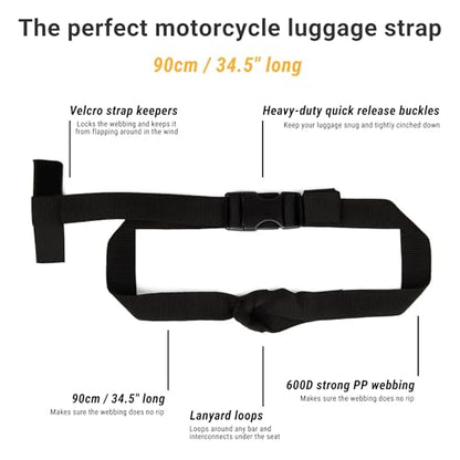 Odinsberg Ragnarök Motorcycle Cinch Straps V1-2 Pack – Compatible with Ragnarök 7L & 15L Bags V1 (not 30L version) – Quick Release Buckle Motorcycle Tie Down Straps | Luggage Straps for Motorcycles