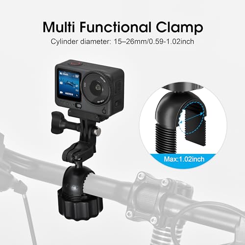 Clamp Cycling Mount for DJI Osmo Action 6 5 360 Nano Adjust Angel Motorcycle Bike Handlebar for Insta360 X5 X4 Air Ace Pro 2 Go Luna Ultra 3s for gopro Hero 13 12 Max Mission Accessories