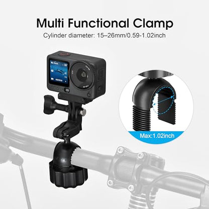 Clamp Cycling Mount for DJI Osmo Action 6 5 360 Nano Adjust Angel Motorcycle Bike Handlebar for Insta360 X5 X4 Air Ace Pro 2 Go Luna Ultra 3s for gopro Hero 13 12 Max Mission Accessories