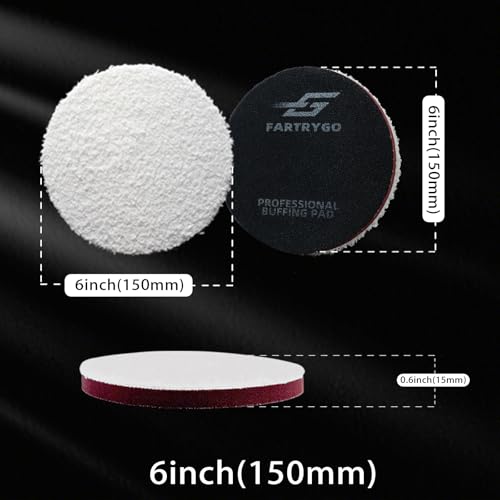 6 Inch Microfiber Cutting Pads – 2 Pack Heavy Cutting Buffing Pads for Large Surface Paint Correction – High-Cut Pads for DA & Rotary Polishers – Swirl & Scratch Remover - size: 6 Inch