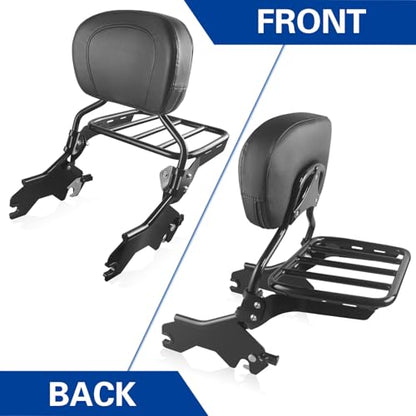 Detachable Backrest Sissy Bar Pack of Sport Luggage Rack for Harley Softail Sport Glide Low Rider FLSB FXLR FXLRS FXLRST 2018-Later Black with Docking Hardware Kit (19") - size: 19"